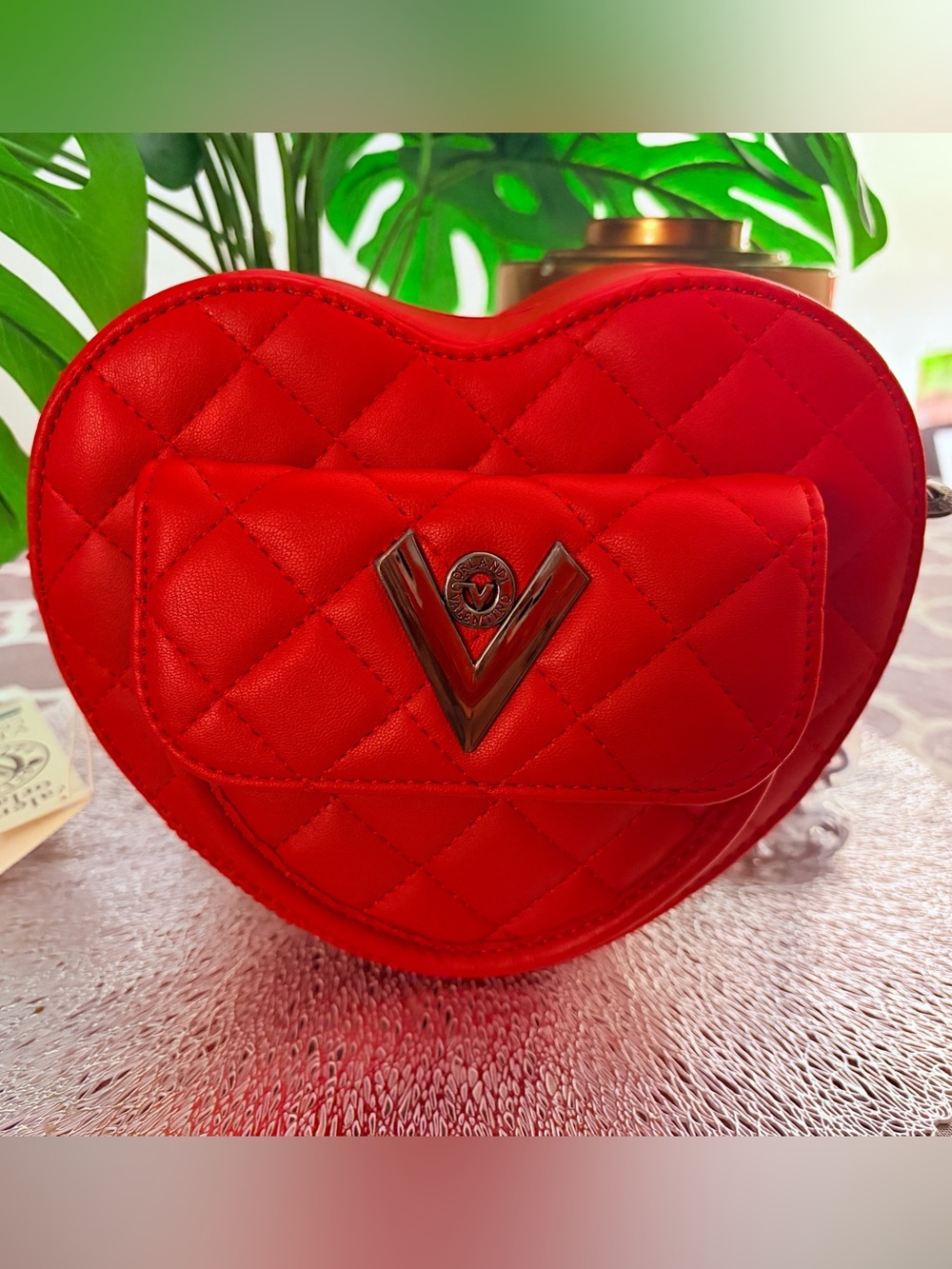 Valentino Orlandi Red Quilted Heart Crossbody Bag - NWT